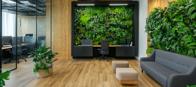 design biofílico em um escritório elegante